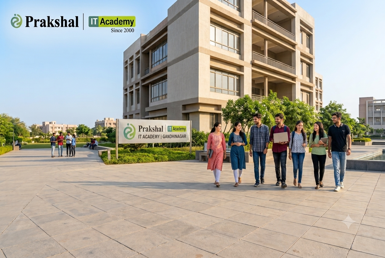 Prakshal IT Academy students at Gandhinagar campus