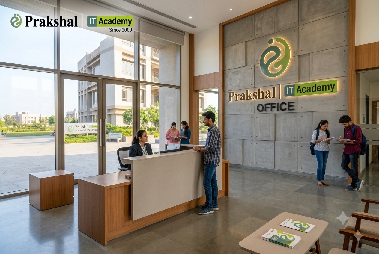 Prakshal IT Academy office reception, Gandhinagar