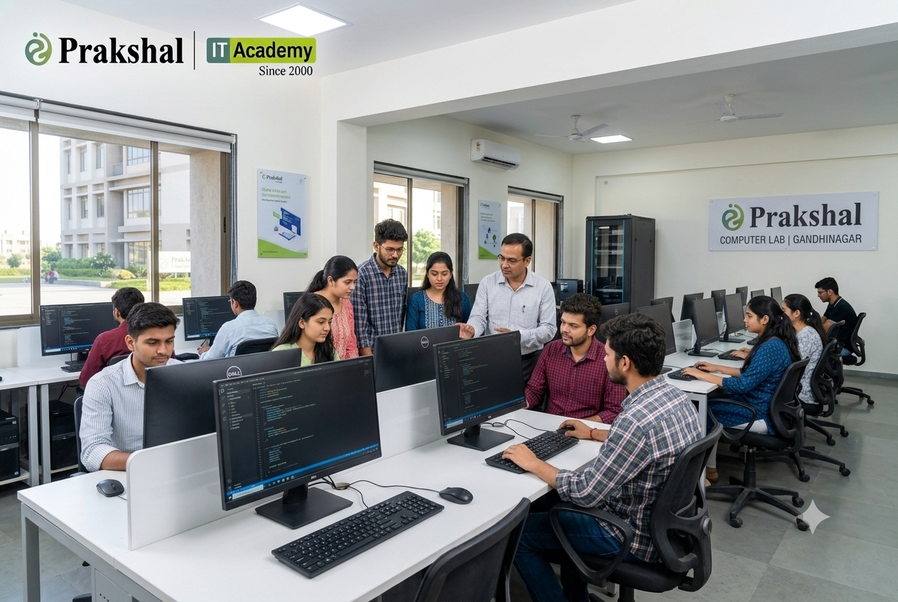 Prakshal IT Academy computer lab, Gandhinagar